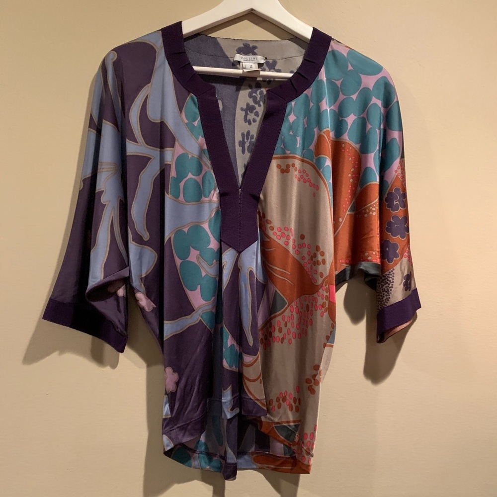 Polini 3/4 sleeve purple blouse sz 6 vintage